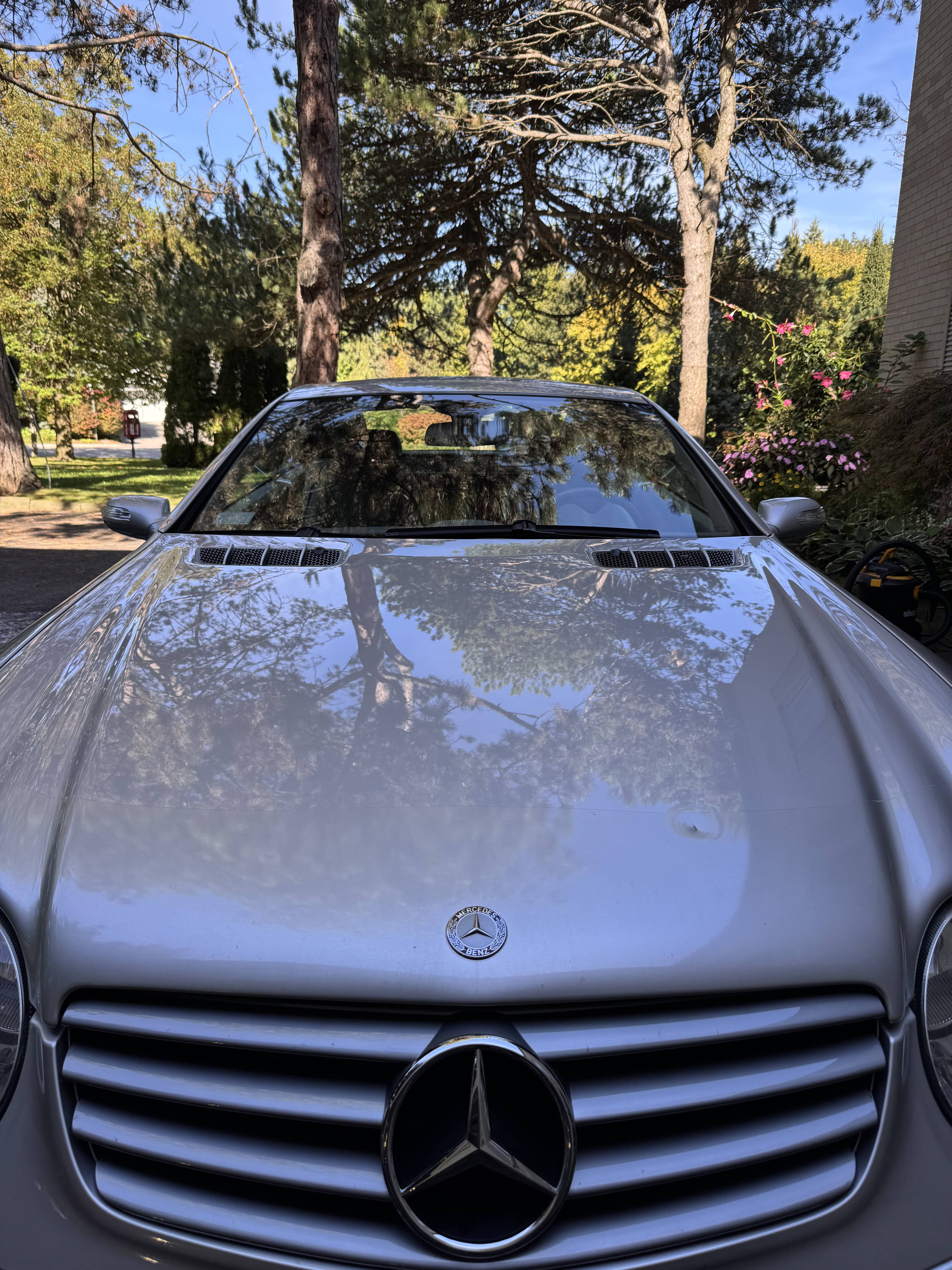 Silver Mercedes polished hood